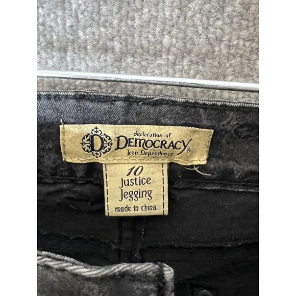 Democracy Fleur De Lis Print Justice‎ Jegging Jeans Women Size 10 Stretch Black - Picture 3 of 13
